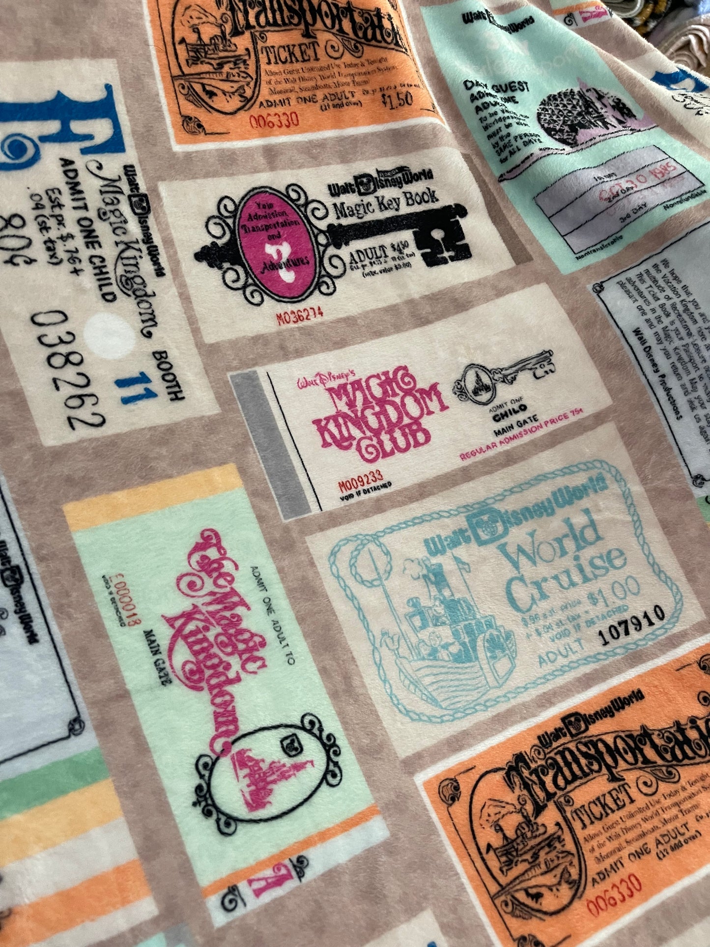 READY TO SHIP - WDW Vintage Ticket Minky Blanket