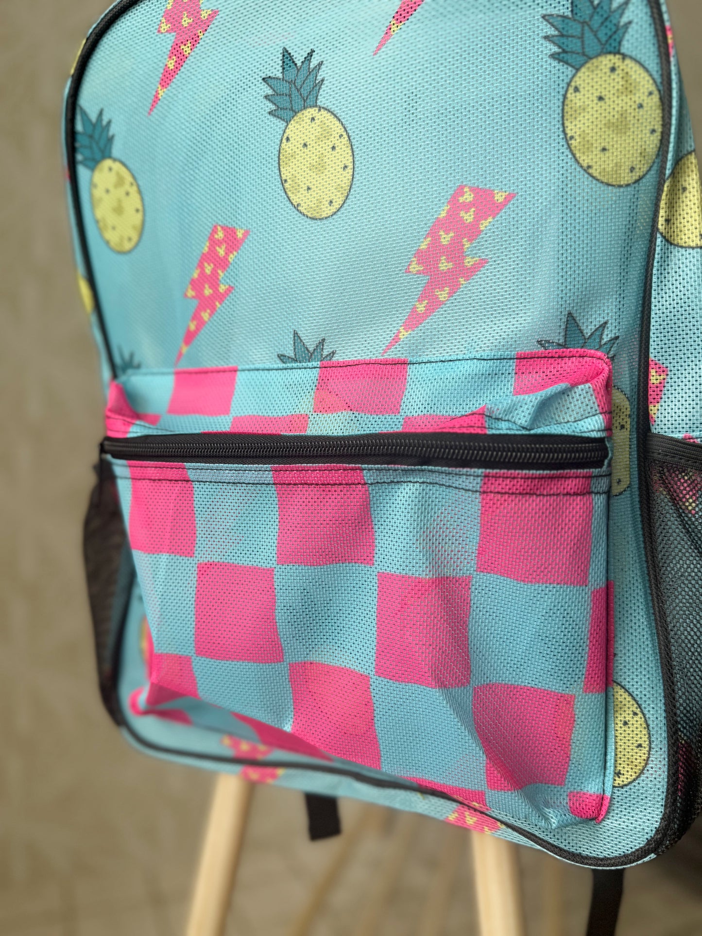 RTS- PINEAPPLE & MOUSE BOLTS MESH BACKPACK