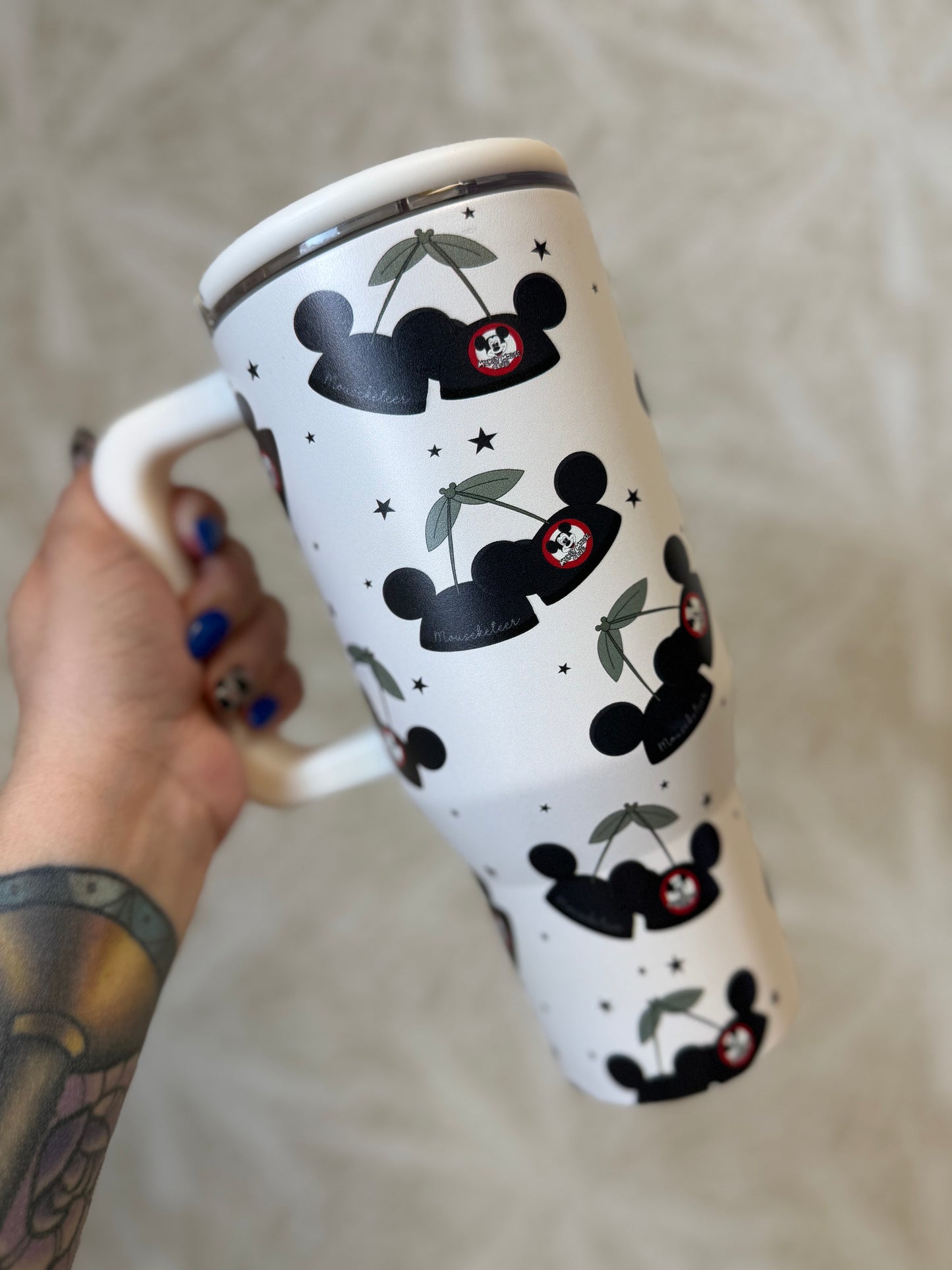 READY TO SHIP - MOUSEKETEER HAT CHERRYS - STAINLESS STEEL INSULATED TUMBLER 32oz