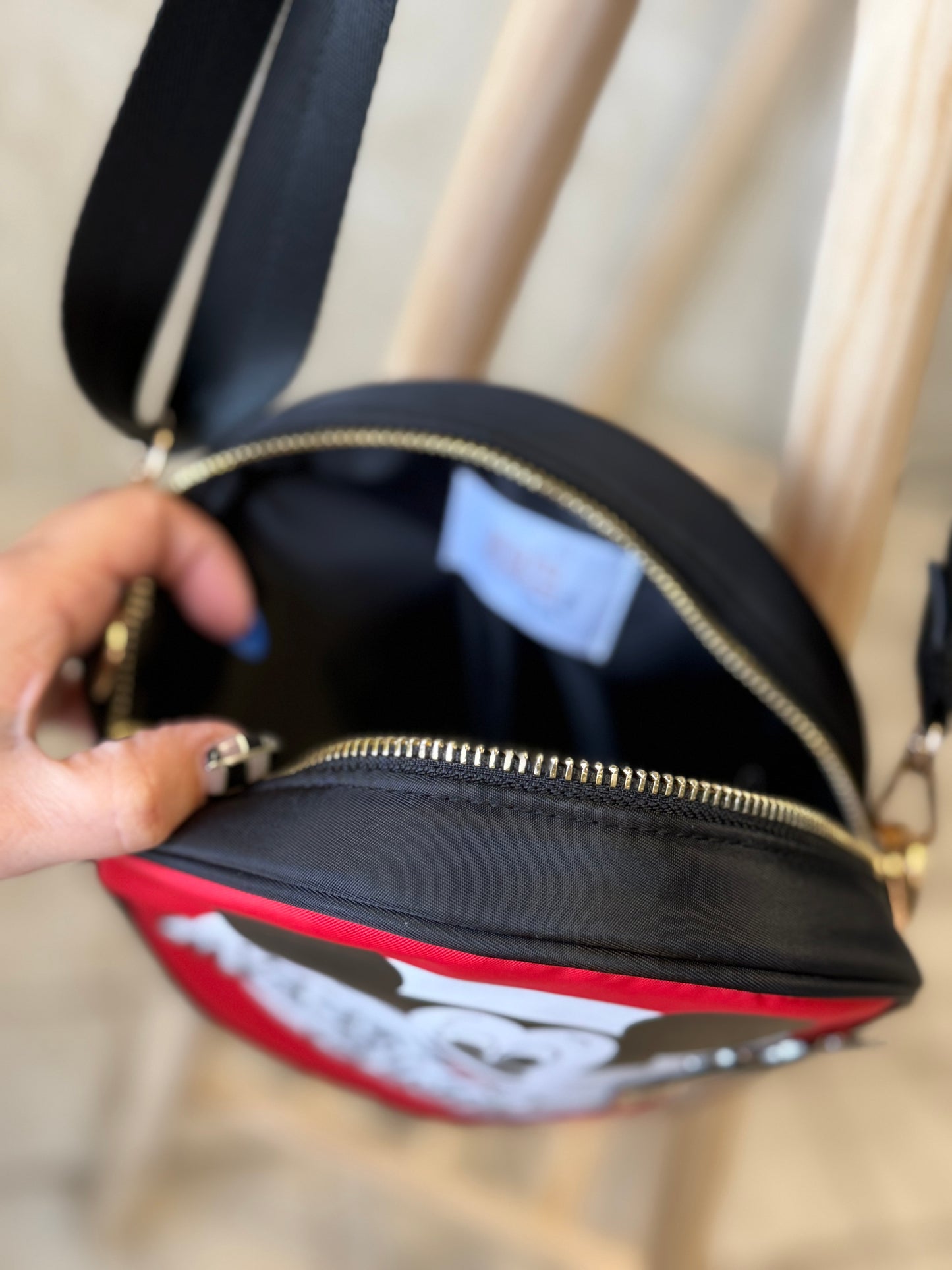 READY TO SHIP - MOUSE CLUB CROSSBODY - 8" ROUND (pins sold separately)