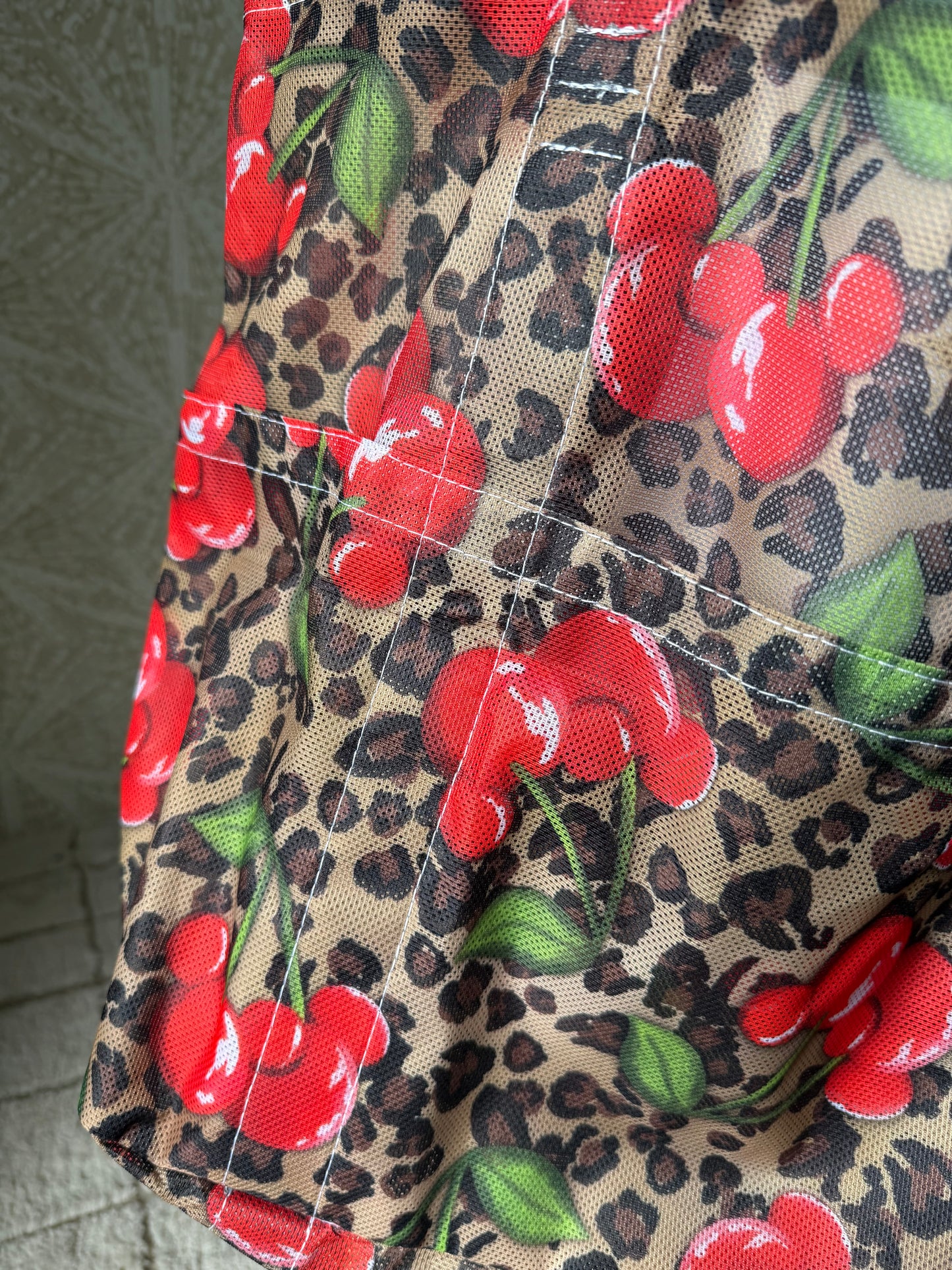 READY TO SHIP - CHEETAH MOUSE CHERRIES- JUMBO MESH BEACH BAG