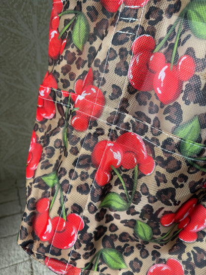 READY TO SHIP - CHEETAH MOUSE CHERRIES- JUMBO MESH BEACH BAG