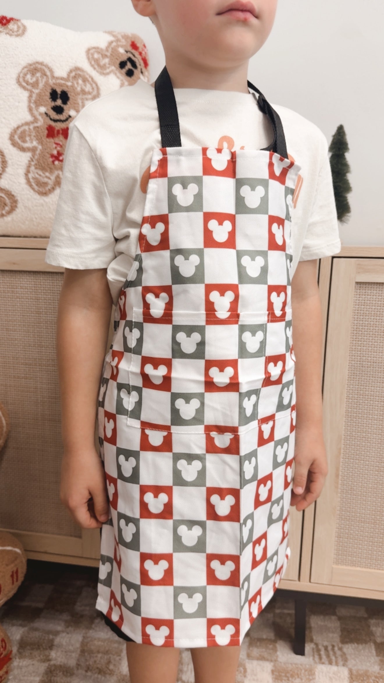 RTS - Christmas Checker Mouse Apron (Kids & Adult sizes)