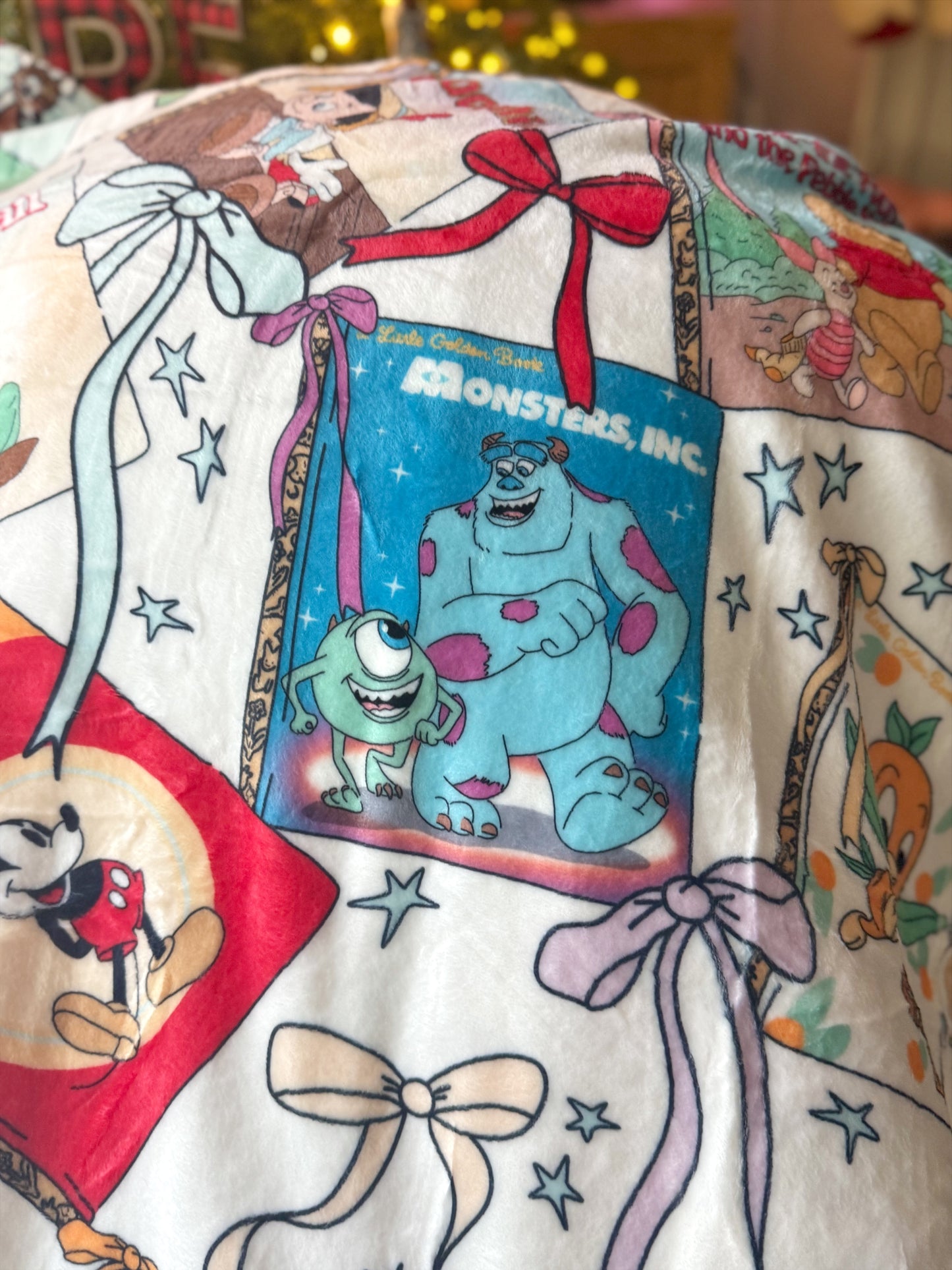 READY TO SHIP - GOLDEN BOOKS WITH BOWS  - MINKY BLANKET 50x60"