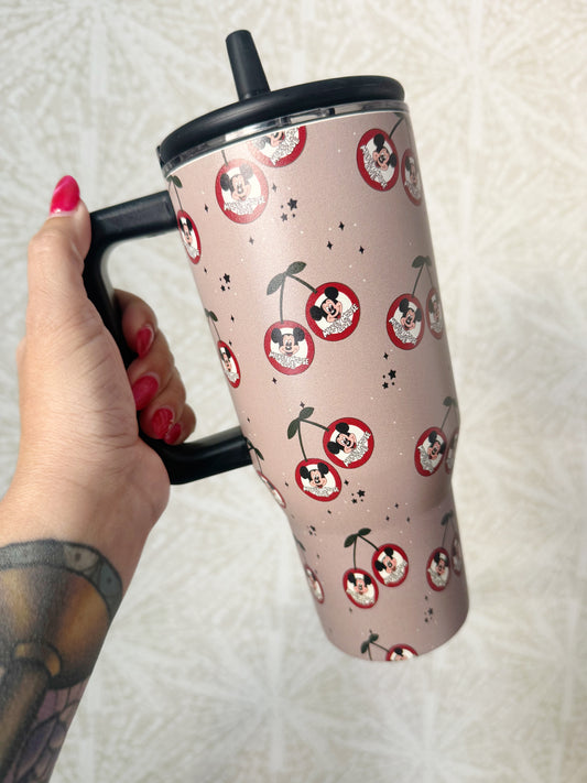 READY TO SHIP - MOUSEKETEER CHERRYS - STAINLESS STEEL INSULATED TUMBLER 32oz