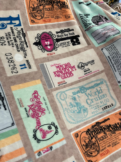 READY TO SHIP - WDW Vintage Ticket Minky Blanket