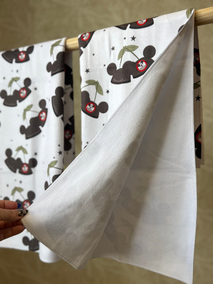 READY TO SHIP - MOUSEKETEER HAT CHERRYS - MICROFIBER TOWEL SET