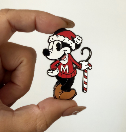 READY TO SHIP - VINTAGE SANTA MOUSE - ENAMEL PIN