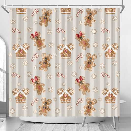 RTS- GINGERBREAD MOUSES (Includes hooks) - SHOWER CURTAIN