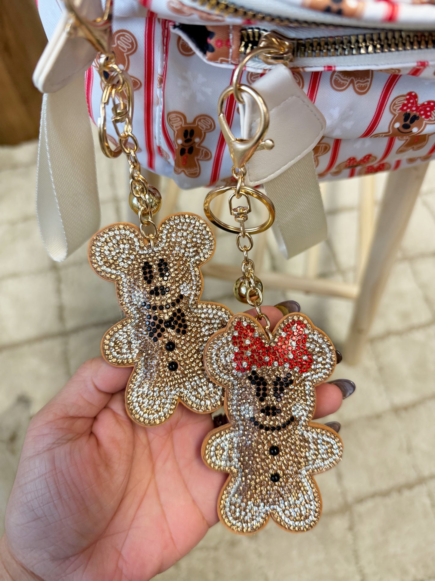 RTS- GINGERBREAD MOUSE RHINESTONE- BAG CHARM