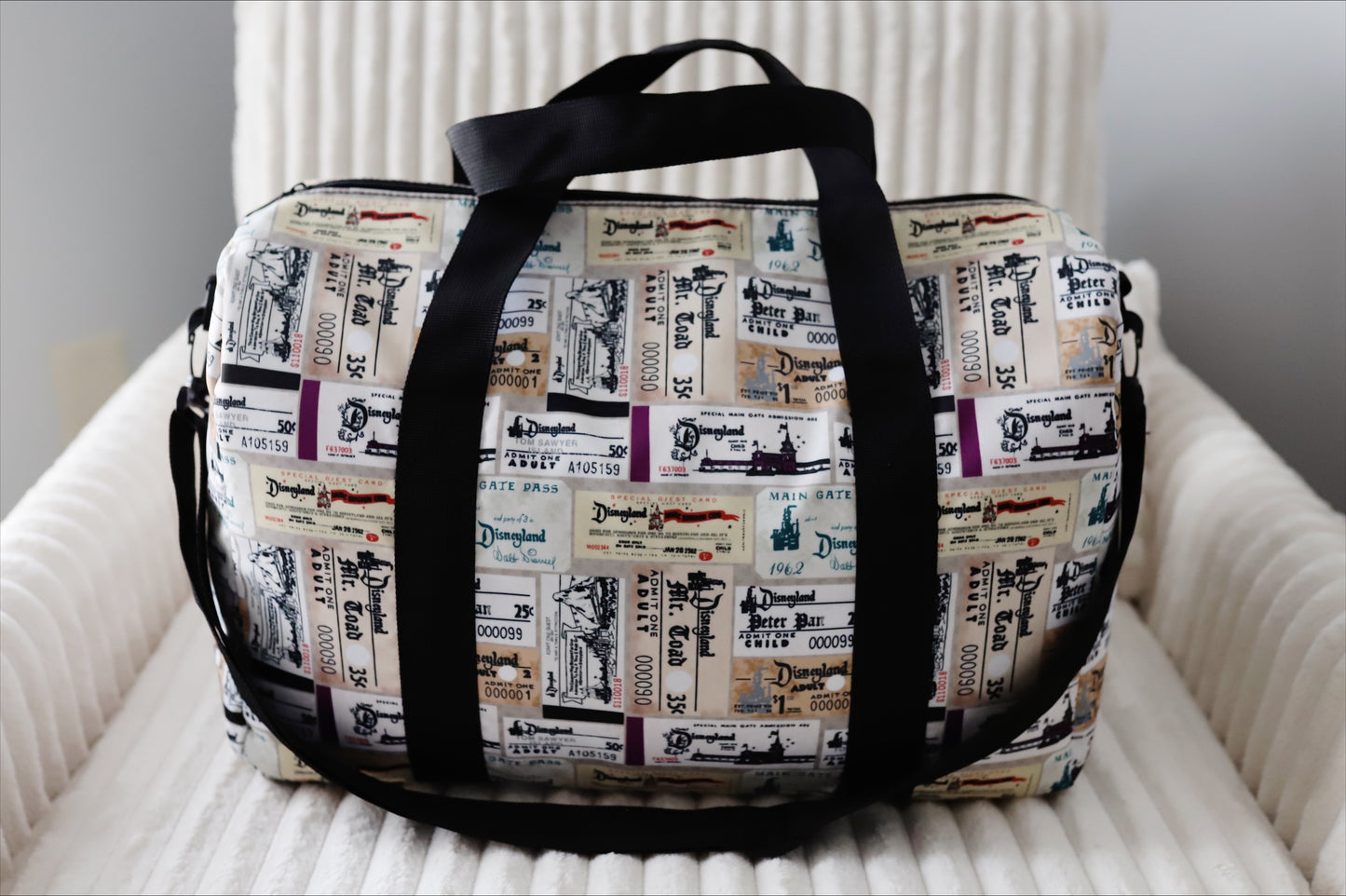 READY TO SHIP - DLR VINTAGE TICKET DUFFEL BAG