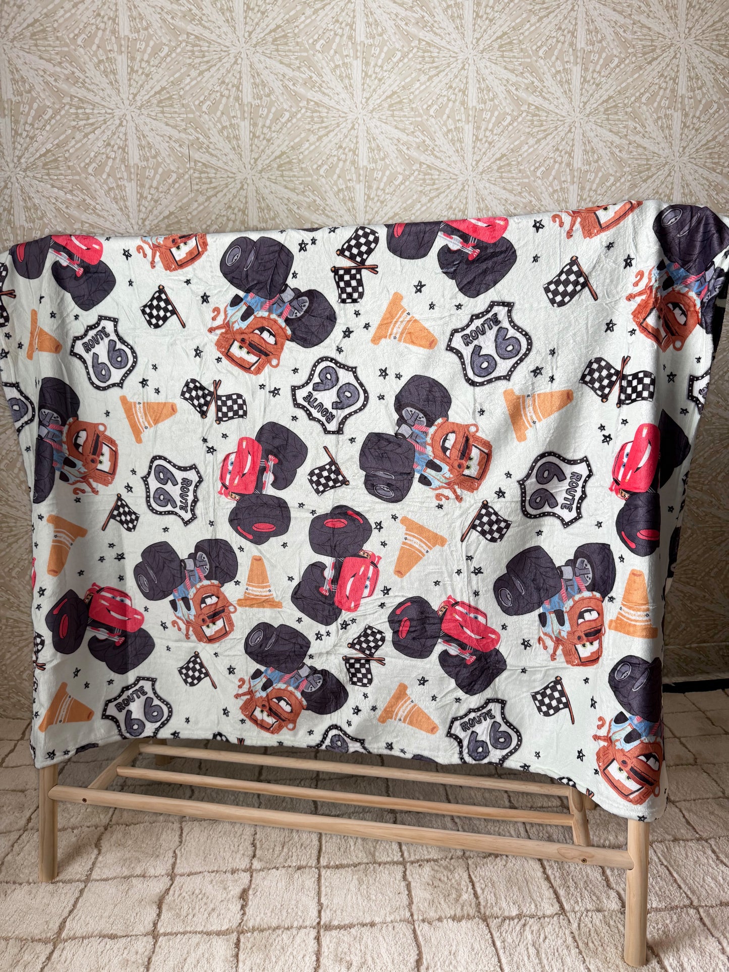 READY TO SHIP - CARS MONSTER TRUCK  - MINKY BLANKET 50x60"