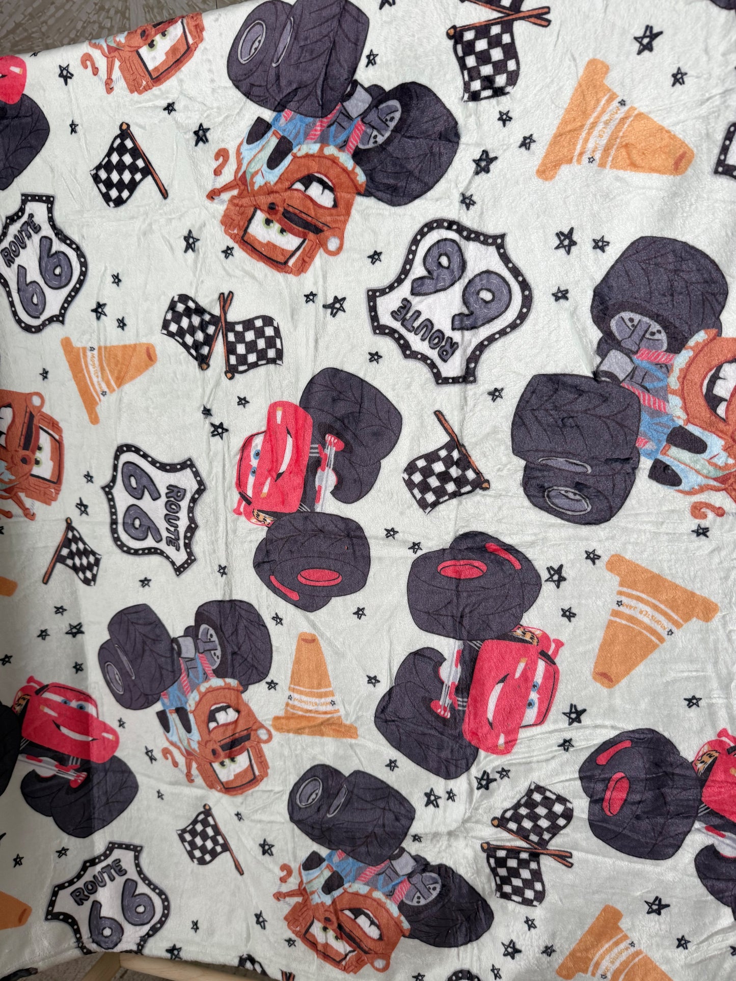 READY TO SHIP - CARS MONSTER TRUCK  - MINKY BLANKET 50x60"