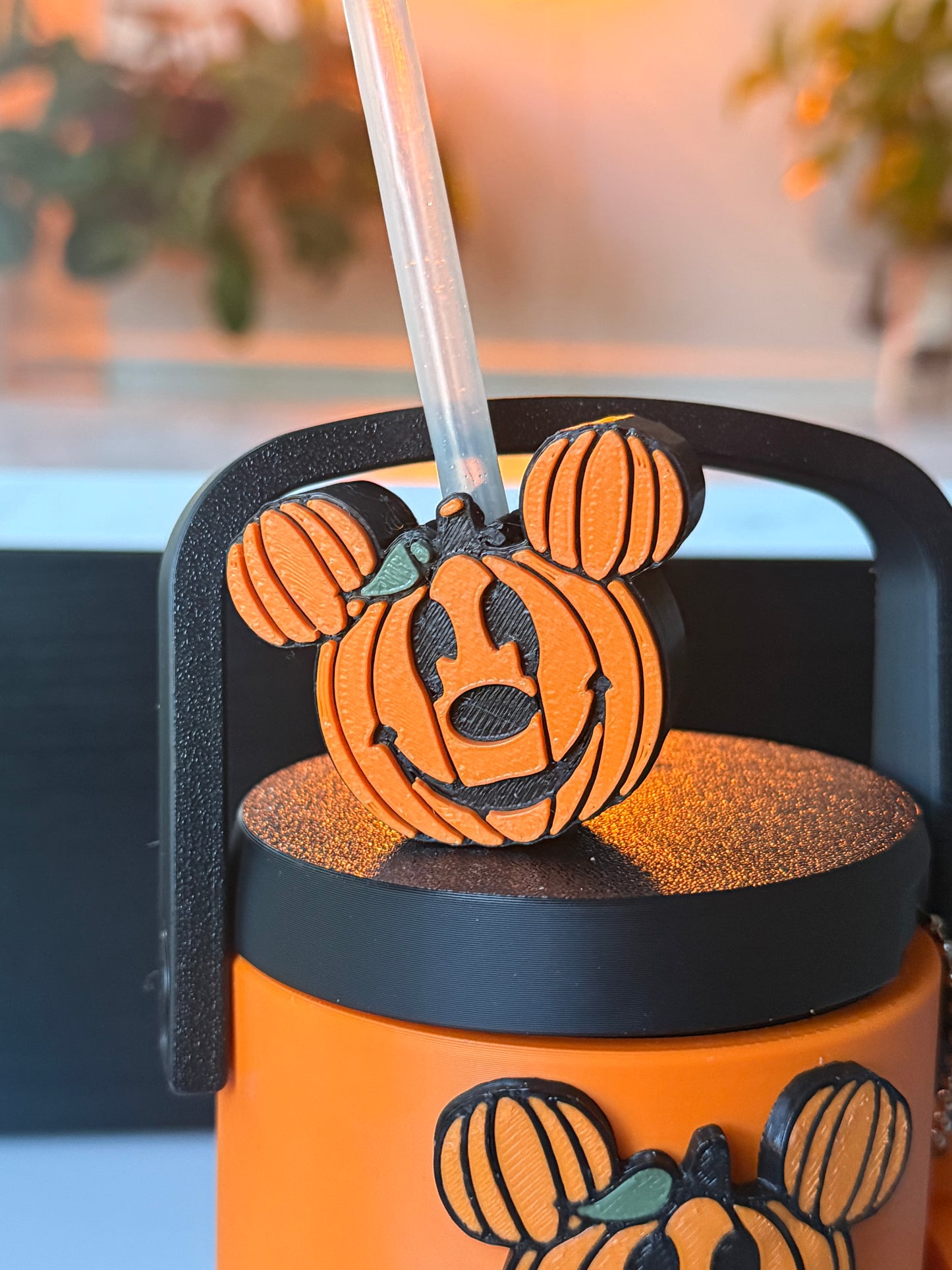PUMPKIN MOUSE - STRAW TOPPER -( FITS STANDARD SIZE STRAW)