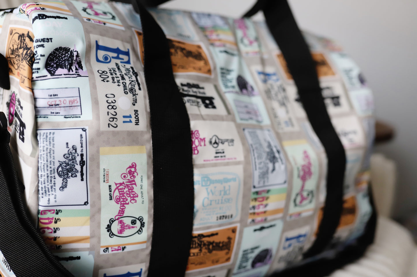 READY TO SHIP - WDW VINTAGE TICKET DUFFEL BAG