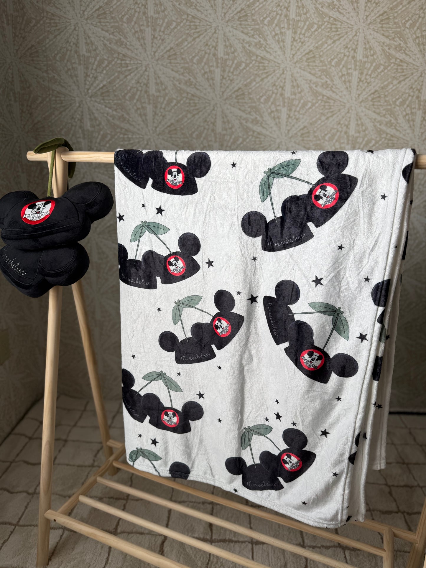 READY TO SHIP - MOUSEKETEER CHERRY HATS - MINKY BLANKET 50x60"