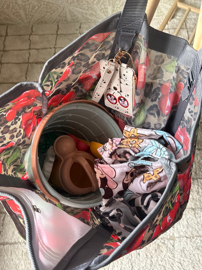 READY TO SHIP - CHEETAH MOUSE CHERRIES- JUMBO MESH BEACH BAG
