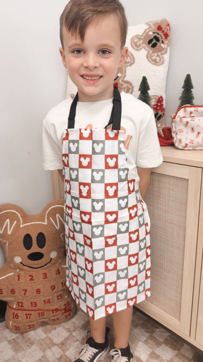 RTS - Christmas Checker Mouse Apron (Kids & Adult sizes)