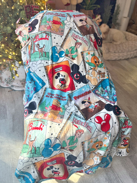 READY TO SHIP - GOLDEN BOOKS WITH BALLOONS & HAT  - MINKY BLANKET 50x60"