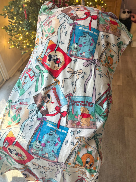 READY TO SHIP - GOLDEN BOOKS WITH BOWS  - MINKY BLANKET 50x60"