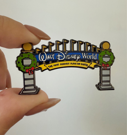 READY TO SHIP - WDW CHRISTMAS ENTRANCE SIGN - ENAMEL PIN