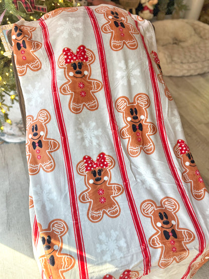 READY TO SHIP - GINGY STRIPES  - MINKY BLANKET 50x60"