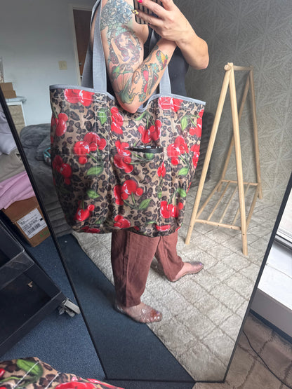 READY TO SHIP - CHEETAH MOUSE CHERRIES- JUMBO MESH BEACH BAG