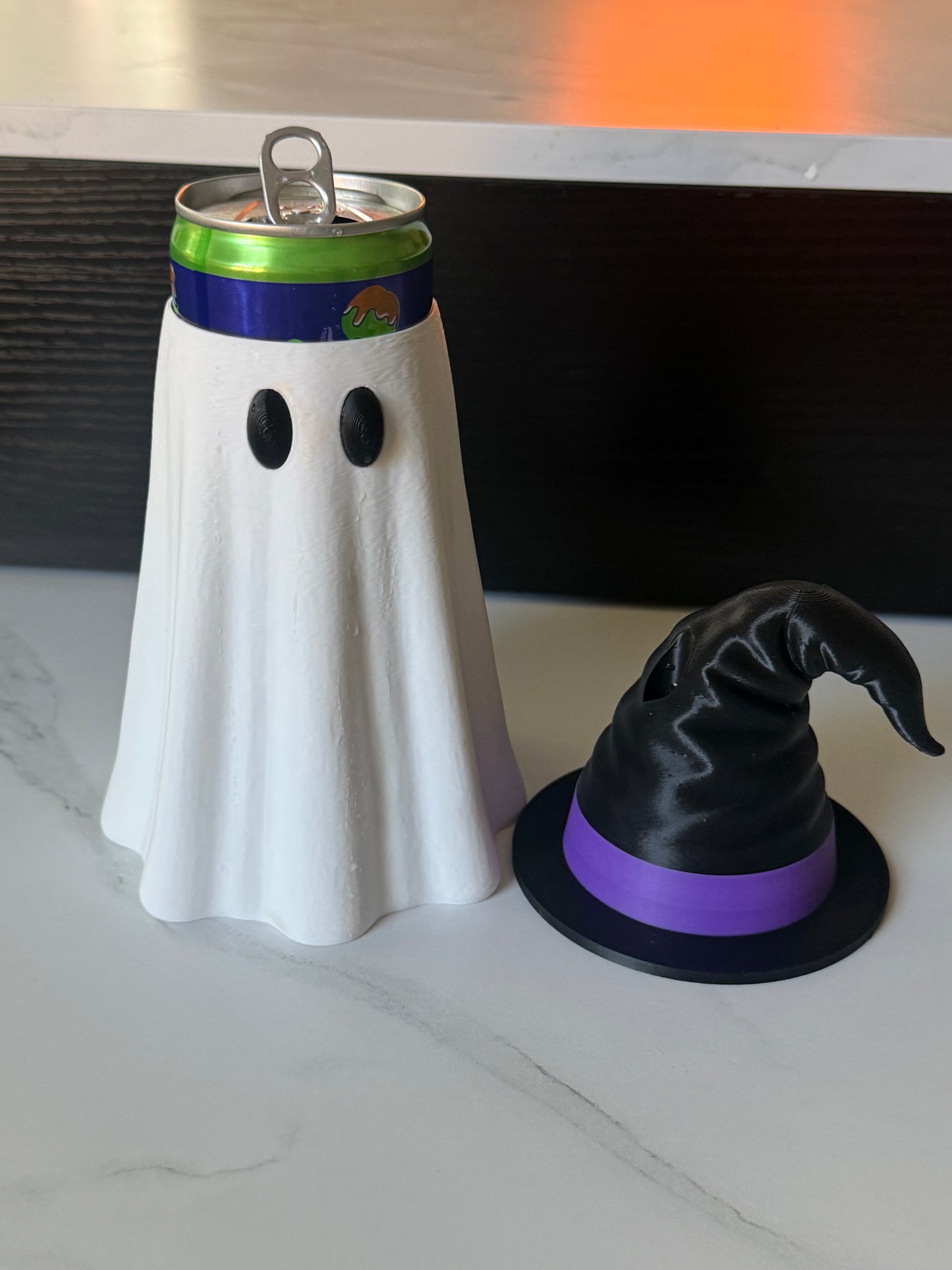 GHOST CAN HOLDER (WITH WITCH HAT OPTION) - PRODUCTION TIME IS 1-2 WEEKS