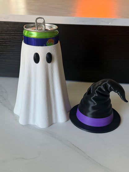 GHOST CAN HOLDER (WITH WITCH HAT OPTION) - PRODUCTION TIME IS 1-2 WEEKS