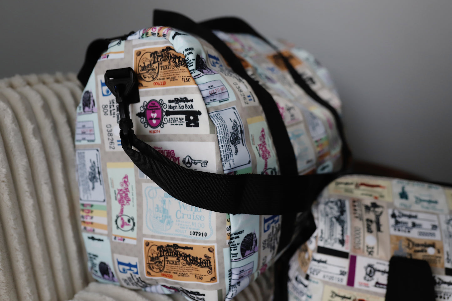 READY TO SHIP - WDW VINTAGE TICKET DUFFEL BAG