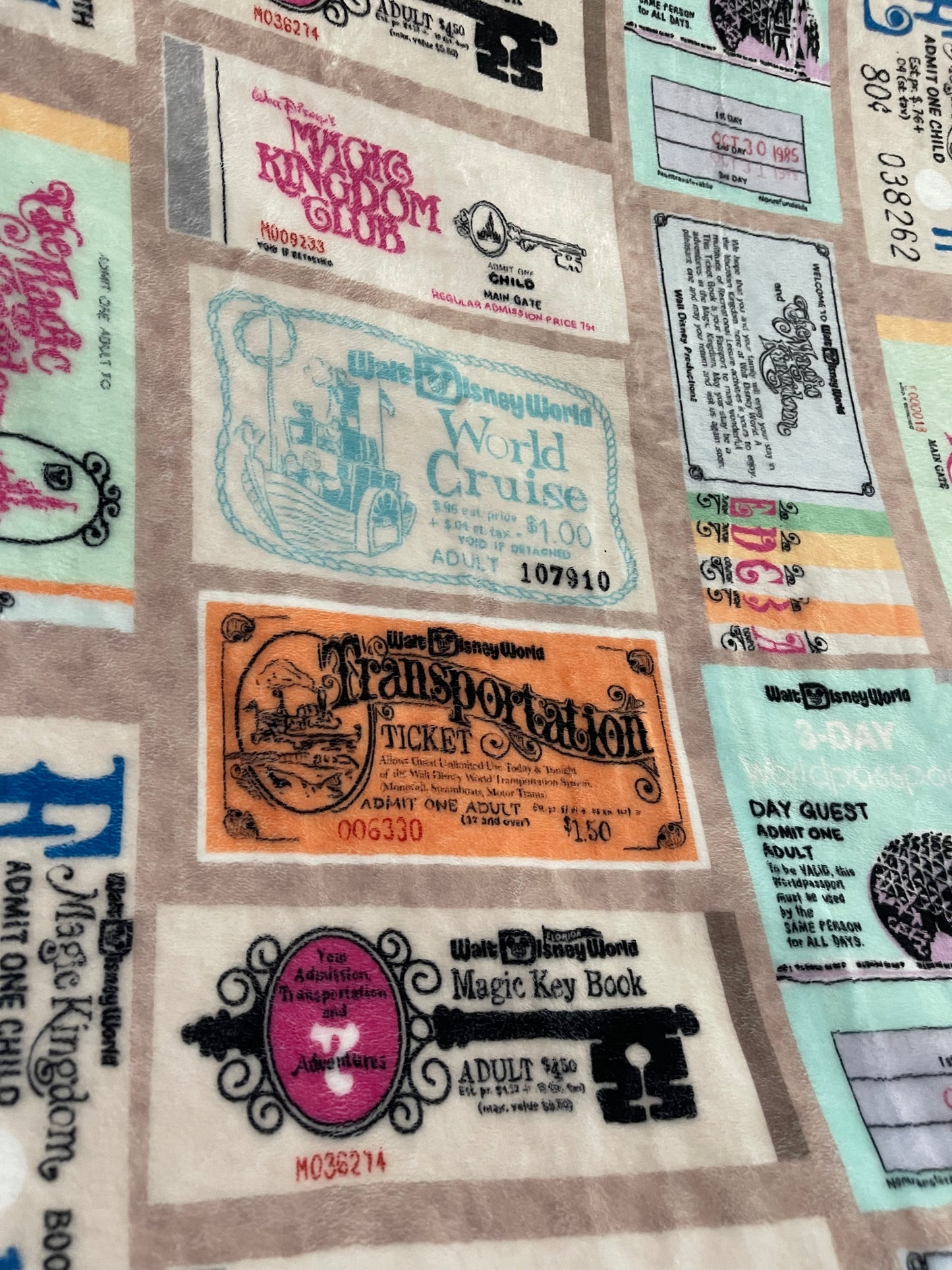 READY TO SHIP - WDW Vintage Ticket Minky Blanket