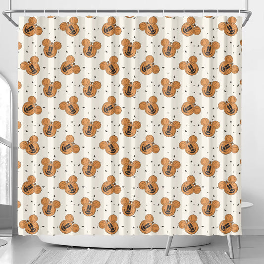 RTS- PUMPKIN SHOWER CURTAIN  (Includes hooks)