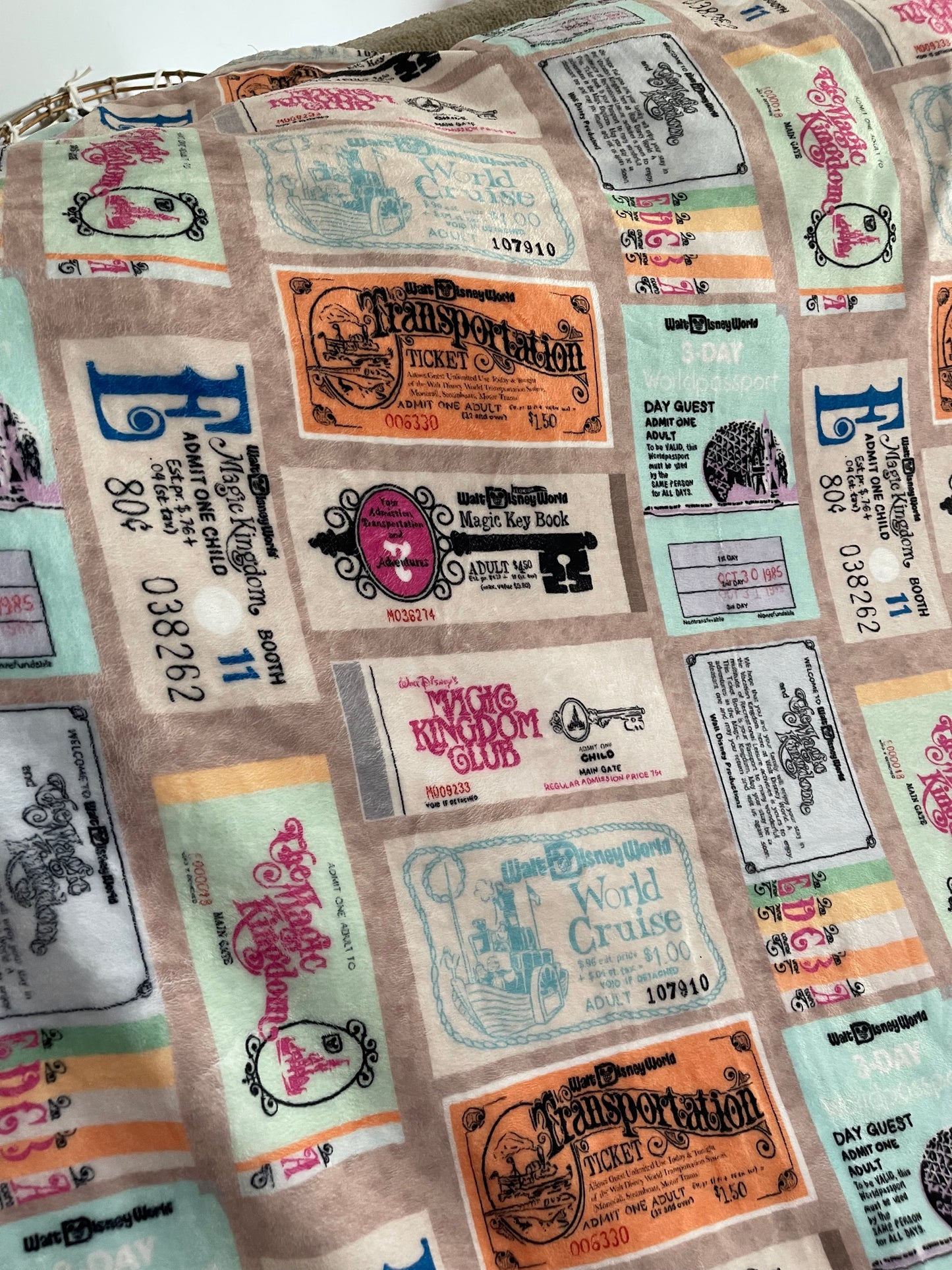 READY TO SHIP - WDW Vintage Ticket Minky Blanket