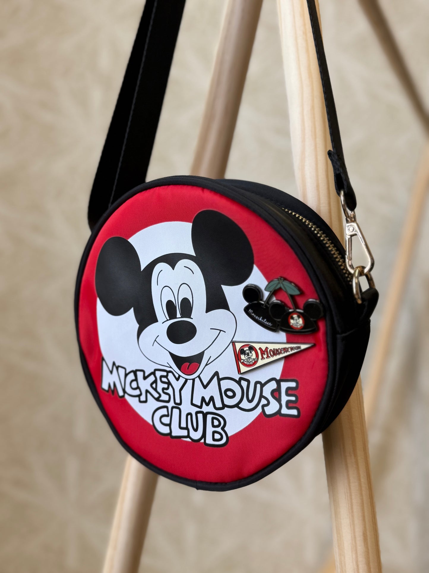 READY TO SHIP - MOUSE CLUB CROSSBODY - 8" ROUND (pins sold separately)