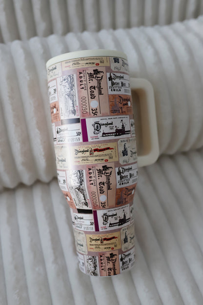 READY TO SHIP - DLR Vintage Ticket 40oz  tumbler