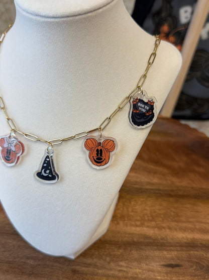 READY TO SHIP - RETRO CAKE SPOOKY MAGIC - CHARM NECKLACE (5 CHARMS)