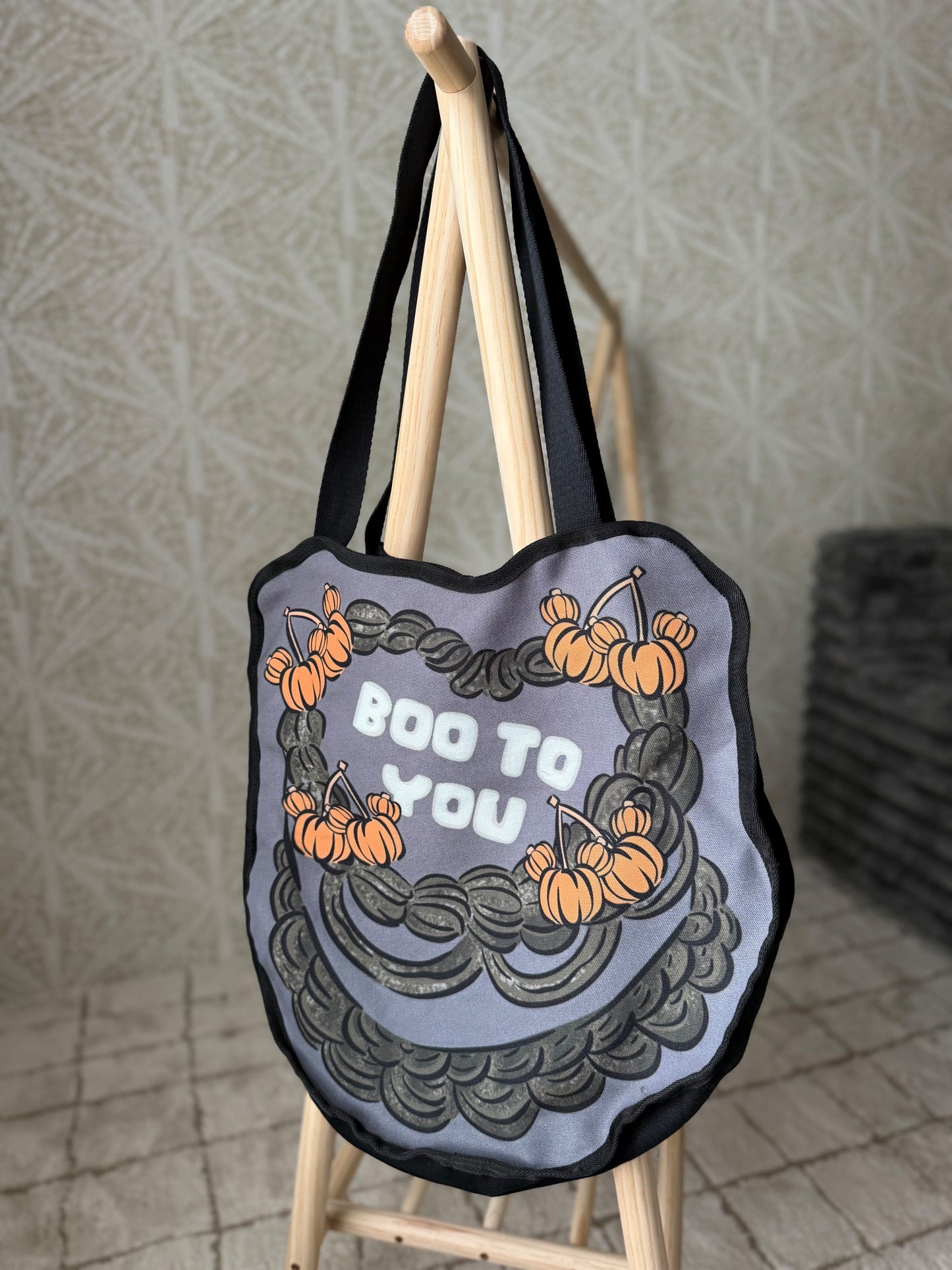 READY TO SHIP - BOO TO YOU RETRO CAKE - OVERSIZED TOTE BAG