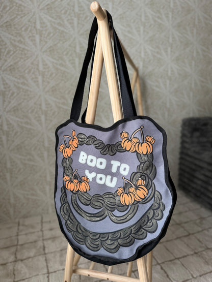 READY TO SHIP - BOO TO YOU RETRO CAKE - OVERSIZED TOTE BAG