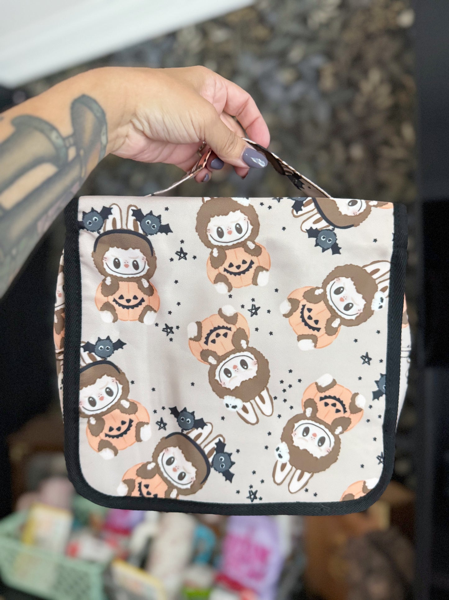 RTS - LABUBU PUMPKIN - TRAVEL COSMETIC BATHROOM BAG