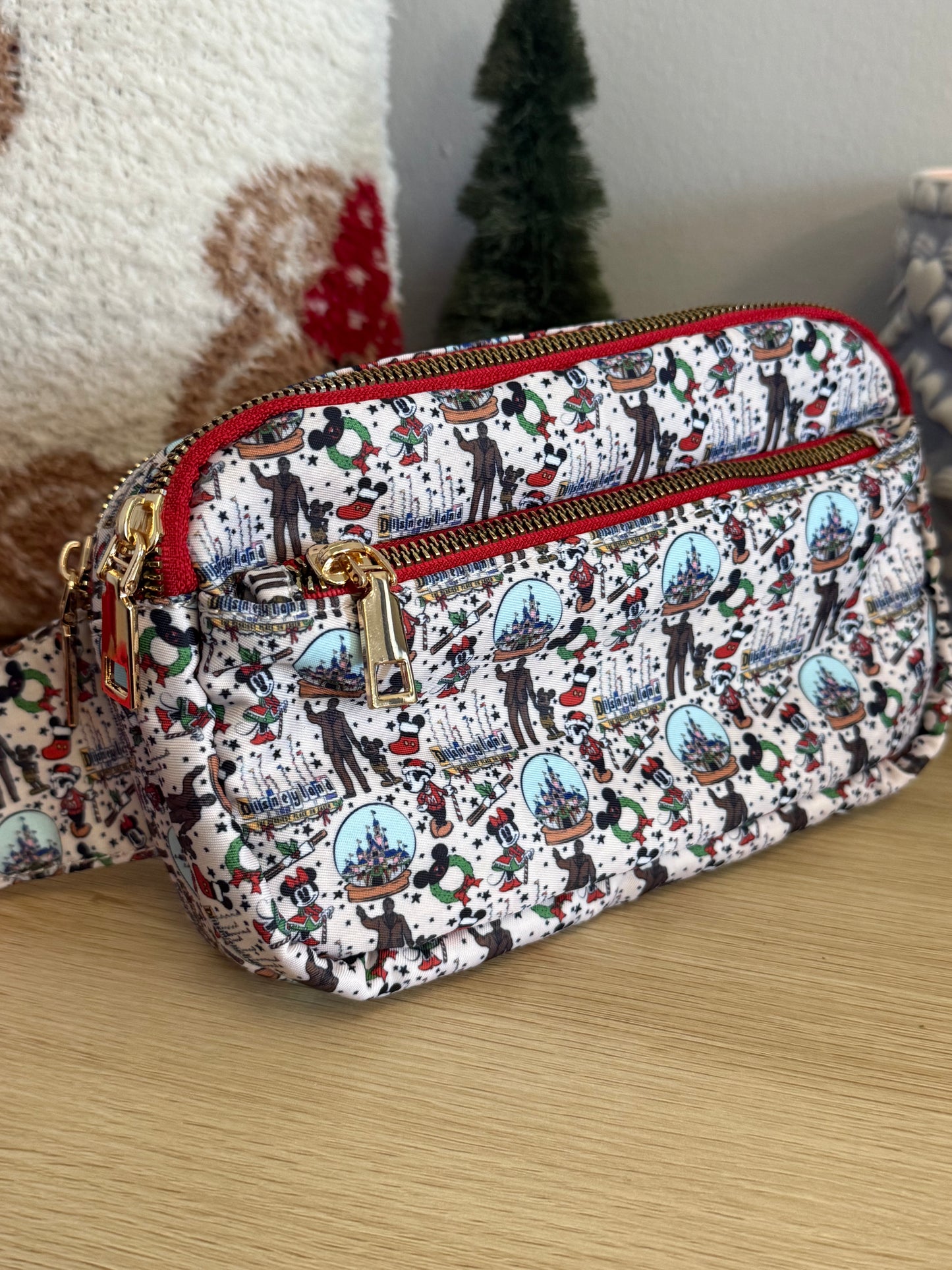 READY TO SHIP - DLR - Christmas at the Parks - Crossbody/Fanny pack (Printing defect *small scaling)