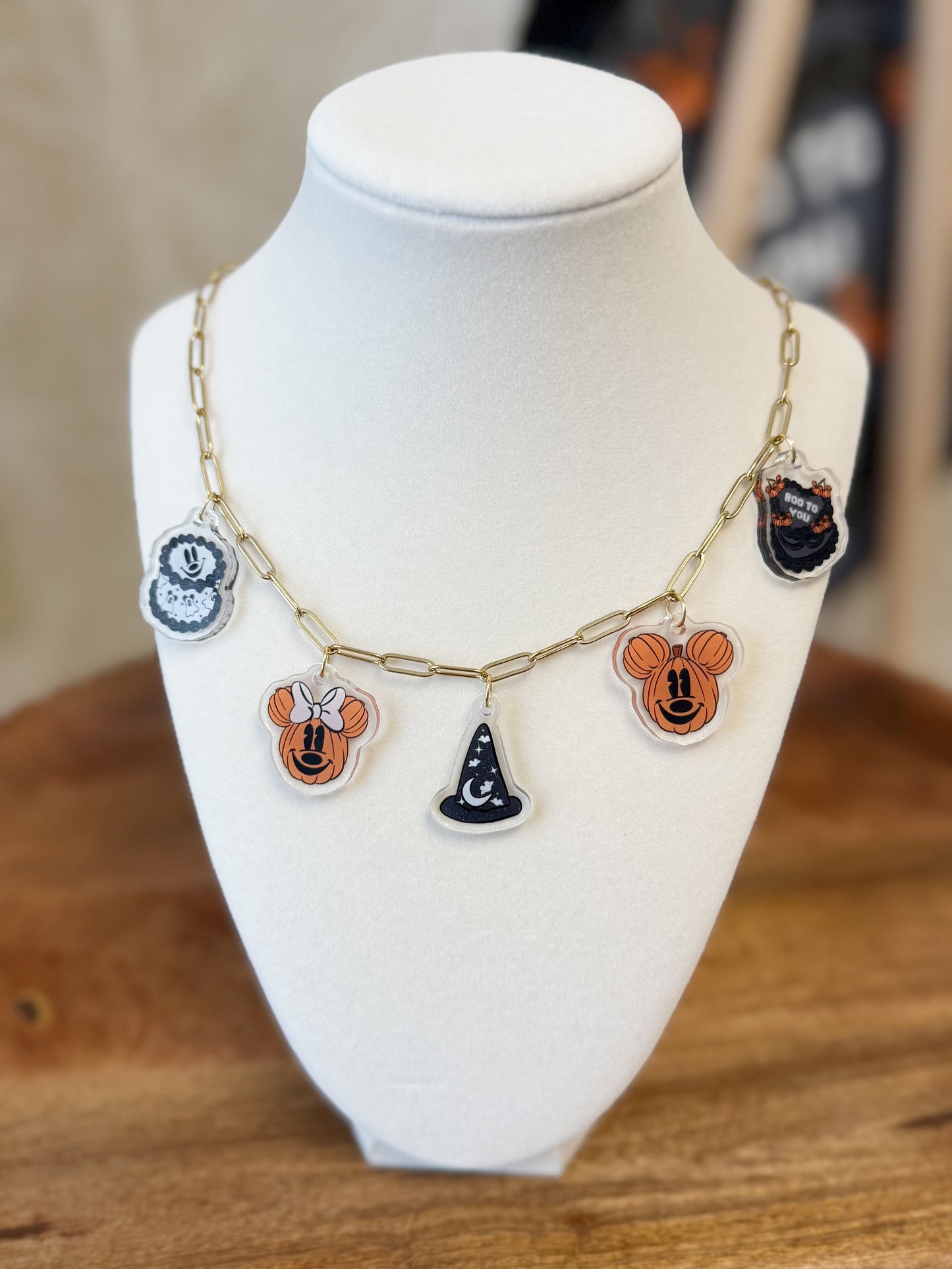 READY TO SHIP - RETRO CAKE SPOOKY MAGIC - CHARM NECKLACE (5 CHARMS)
