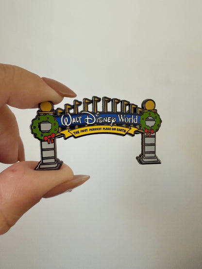 READY TO SHIP - WDW CHRISTMAS ENTRANCE SIGN - ENAMEL PIN