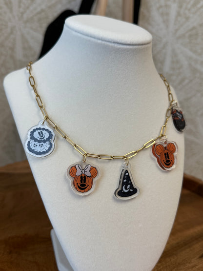 READY TO SHIP - RETRO CAKE SPOOKY MAGIC - CHARM NECKLACE (5 CHARMS)