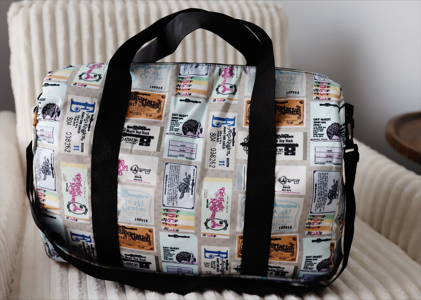 READY TO SHIP - WDW VINTAGE TICKET DUFFEL BAG
