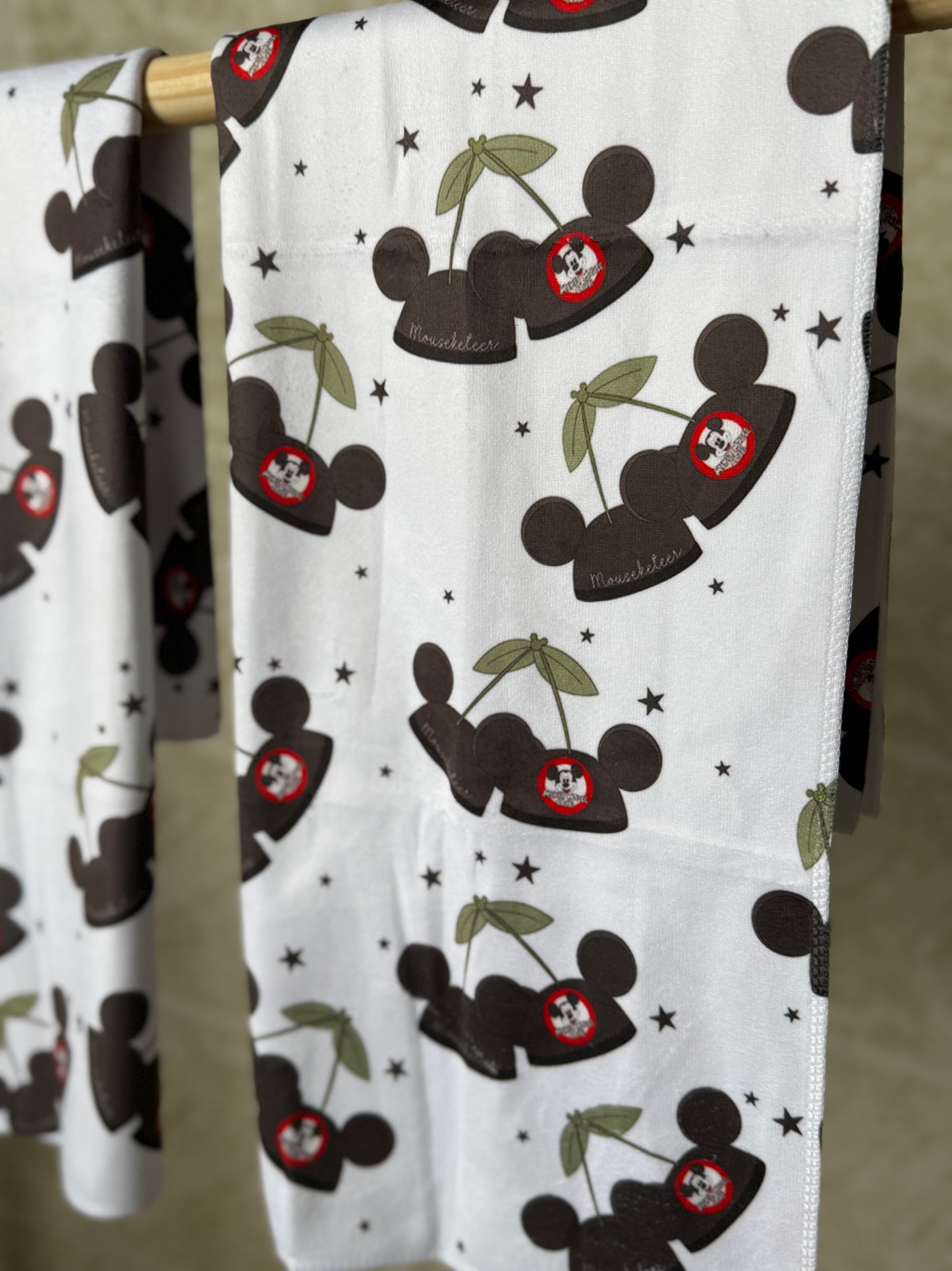 READY TO SHIP - MOUSEKETEER HAT CHERRYS - MICROFIBER TOWEL SET