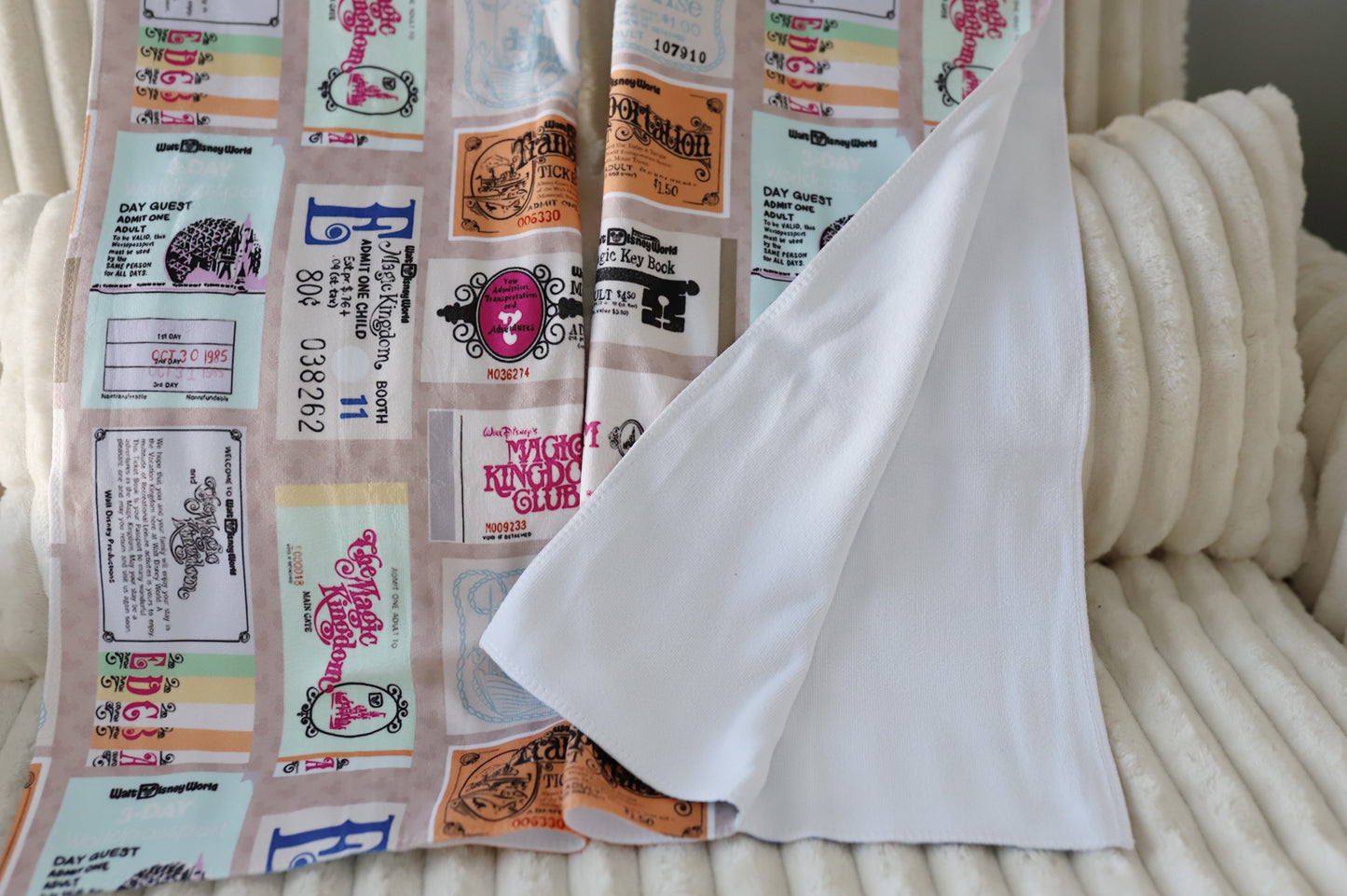 READY TO SHIP - WDW VINTAGE TICKET - MICROFIBER TOWEL SET