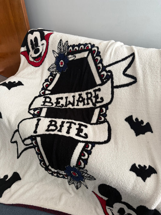 READY TO SHIP - Beware I Bite - 50x60 throw blanket