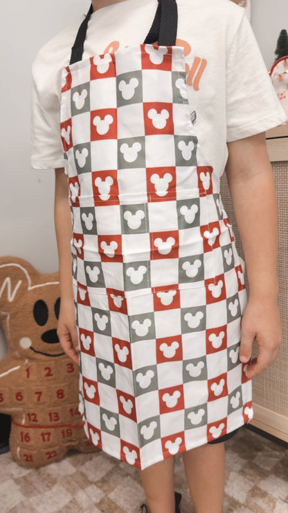 RTS - Christmas Checker Mouse Apron (Kids & Adult sizes)