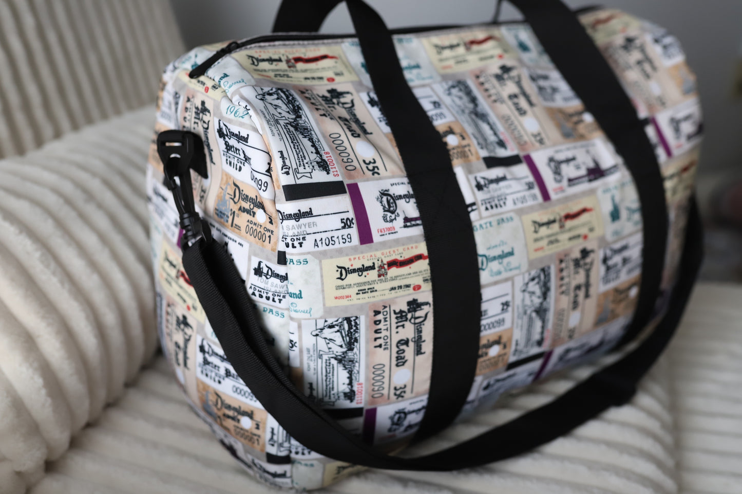 READY TO SHIP - DLR VINTAGE TICKET DUFFEL BAG