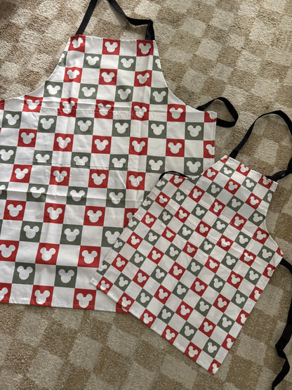 RTS - Christmas Checker Mouse Apron (Kids & Adult sizes)